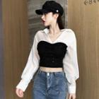 Long-sleeve Panel Cropped Top