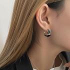 Heart Stud Earring 1 Pair - Earrings - 925 Silver Pin - Love Heart - Silver & White - One Size