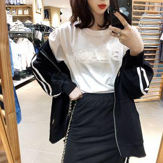 Letter Elbow-sleeve T-shirt White - One Size
