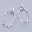 925 Sterling Silver Geometric Hoop Earring 1 Pair - S925 Silver - Silver - One Size