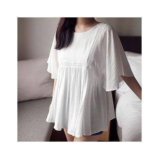 Bell-sleeve Lace-trim A-line Top