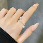Faux Pearl Wrap Around Alloy Ring 1 Pc - Silver - One Size