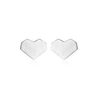 Sterling Silver Simple Romantic Heart-shaped Stud Earrings Silver - One Size