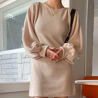 Set: Balloon-sleeve Bolero + Sleeveless Minidress