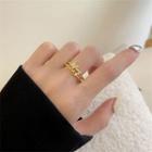 Butterfly Rhinestone Layered Alloy Ring 1 Pc - Gold - One Size