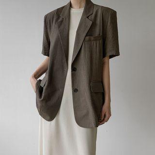Short-sleeve Boxy Textured Blazer
