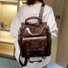 Faux Leather Belted Backpack
