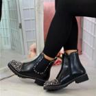 Round Studded Low-heel Short Boots