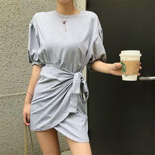 Puff Sleeve Tie-waist Dress