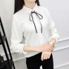 Tie-neck Frilled Cuff Blouse