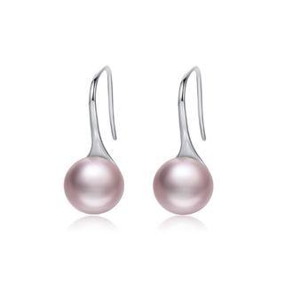 925 Sterling Silver Elegant Simple Fashion Rose Red Pearl Earrings Silver - One Size