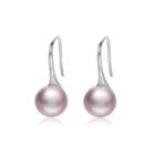 925 Sterling Silver Elegant Simple Fashion Rose Red Pearl Earrings Silver - One Size
