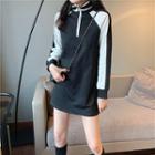 Two Tone Half-zip Sweatshirt Dress