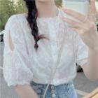 Short-sleeve Cutout Lace Blouse