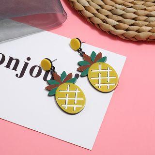 Acrylic Pineapple Dangle Earring Yellow - One Size