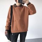 Polo Neck Plain Long-sleeve Sweater