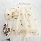 Set: Floral Camisole Crop Top + Midi A-line Skirt