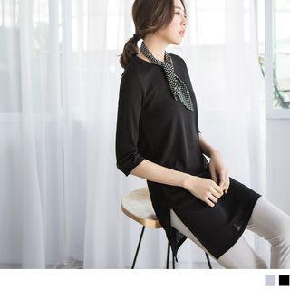 Elbow Sleeve Slit-side Tunic