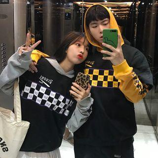 Check Color Block Hoodie