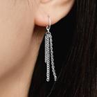 Chain Asymmetrical Fringed Earring 1 Pair - Asymmetrical - Tassel - Silver - One Size
