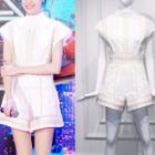Embroidery Mock Neck Playsuit