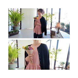 Key Hole-back Tiered-ruffle Blouse