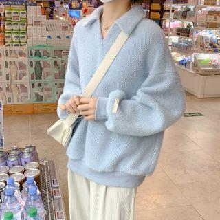 Plain Oversized Polo Neck Sweater