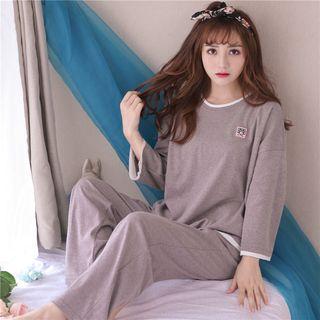 Loungewear Set: Long-sleeve Top + Print Pants
