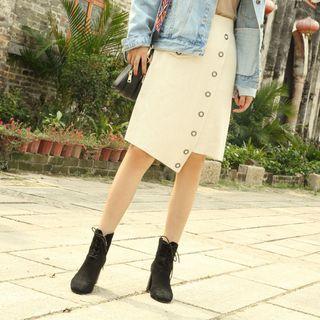 Asymmetric Straight-fit Knit Skirt
