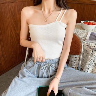One-shoulder Plain Sleeveless Top