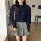 Sweater / Houndstooth Pleated Skirt
