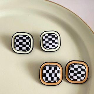 Checker Stud Earring