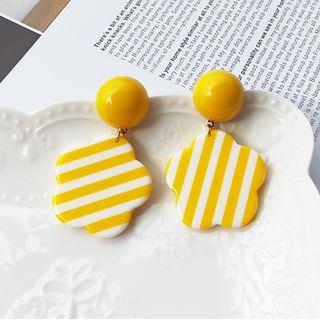 Striped Flower Dangle Earring