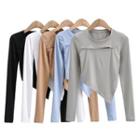 Long-sleeve Cutout Irregular Cropped T-shirt