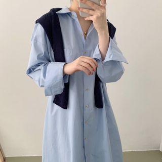 Single-breasted Wide Long Shirt