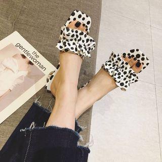 Ruffle Dotted Heel Mules