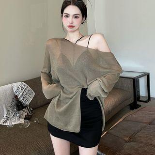 Plain Camisole Top / Long-sleeve Plain Mesh T-shirt