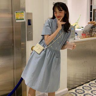 Pocket Detail Short-sleeve A-line Dress