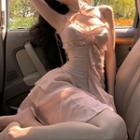 Spaghetti-strap Ruffle Trim A-line Dress