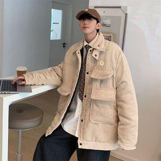 Plain Flap-pocket Padded Jacket