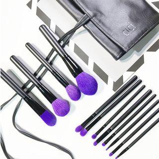 Set Of 12: Makeup Brush + Rolling Case As Shown In Figure - One Size