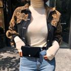 Leopard Covered Denim Jacket Loepard - One Size