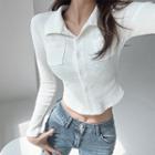 Skinny Button-up Crop Top