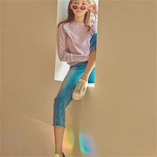 Slit-side Plain Knit Top