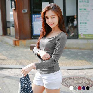 Long-sleeved Scoop-back Tee