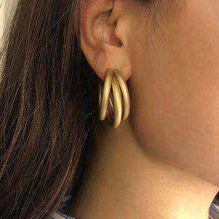 Iron Layered Matte Hoop Earring