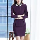 Round-neck Blazer / Mini Pencil Skirt / Slim-fit Dress Pants / Set