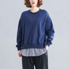 Mock Two-piece Pullover Navy Blue - One Size