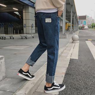 Applique Roll Up Hem Slim Fit Jeans