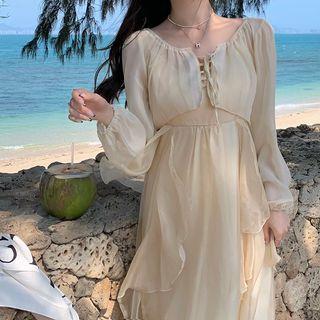 Spaghetti Strap Midi Sundress / Cropped Light Jacket